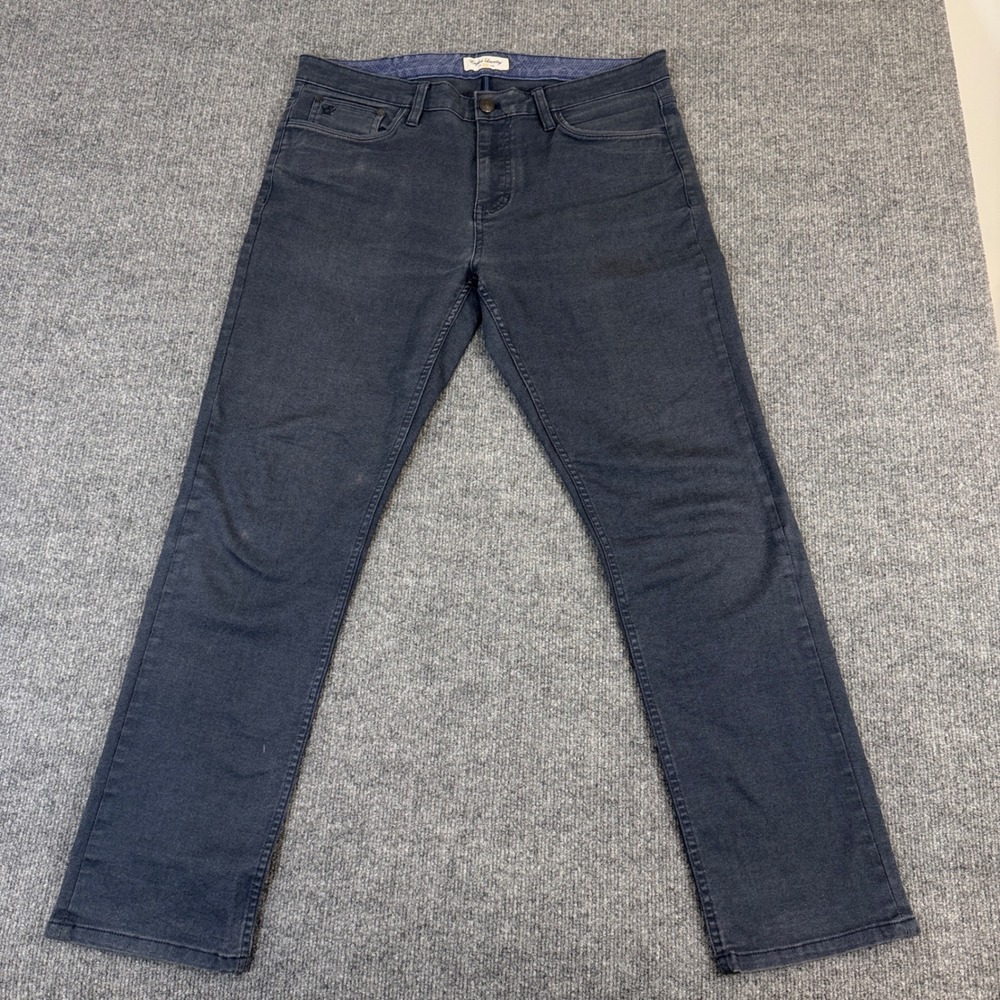 English Laundry Mens 34x32 Gray Stretch Cotton Blend Pants 5-Pocket Trousers hem